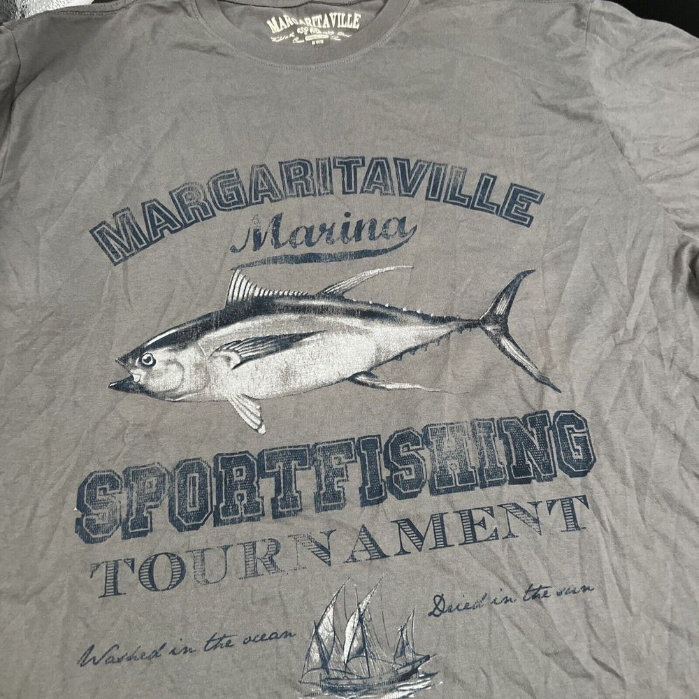 Margaritaville Marina Sport Fishing Tournament T-Shirt Gray Large Jimmy Buffett‎